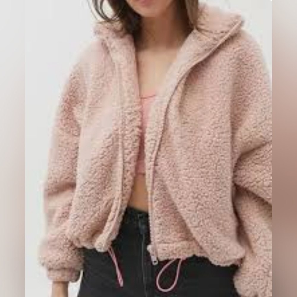 Urban Outfitters Sherpa Pink Zip Jacket sz L